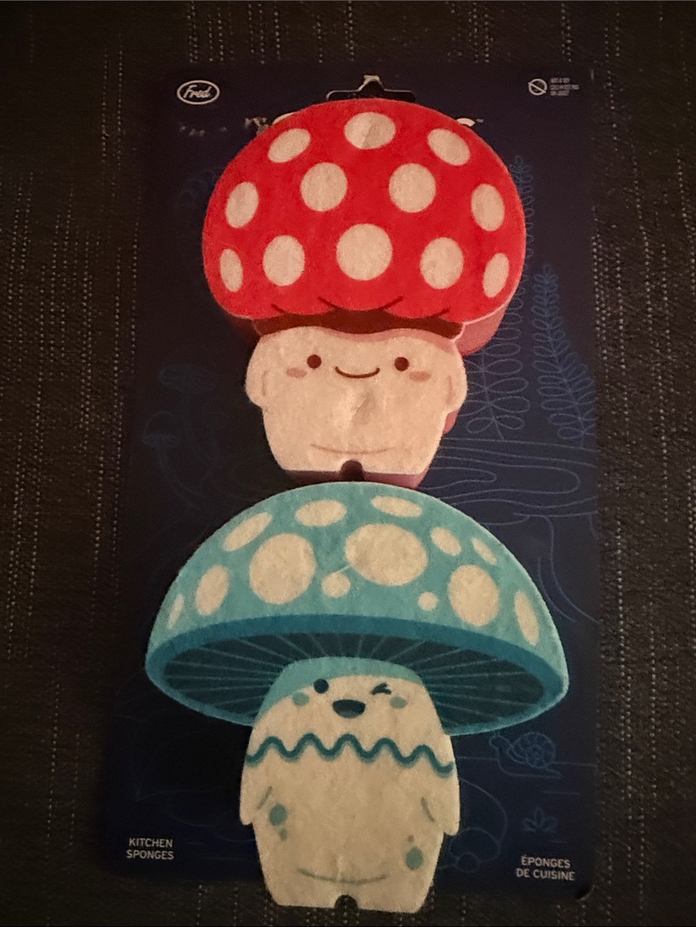Fred Polka-Dot Mushroom Sponge Duo - Red & Teal